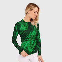 Рашгард женский Зелёные краски во тьме, цвет: 3D-принт — фото 2