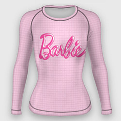 Женский рашгард Барби - логотип на клетчатом фоне