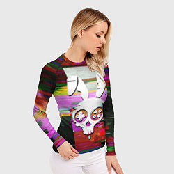 Рашгард женский Череп кролика - glitch, цвет: 3D-принт — фото 2