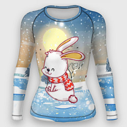 Рашгард женский Зайчик на зимнем фоне, цвет: 3D-принт