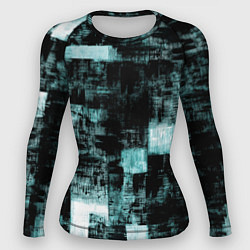 Рашгард женский Абстракт голубой на чёрном, цвет: 3D-принт