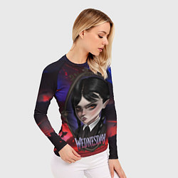 Рашгард женский Уэнсдэй в винтажной раме на фоне заката, цвет: 3D-принт — фото 2