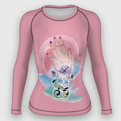 Рашгард женский Женская рука с абстрактными цветами, цвет: 3D-принт
