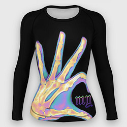 Рашгард женский Сердечко левой рукой - неоновый рентген, цвет: 3D-принт