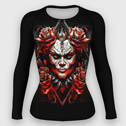 Рашгард женский Девушка в гриме Муэрте в стиле тату, цвет: 3D-принт