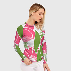 Рашгард женский Абстракция круги и зеленый лист, цвет: 3D-принт — фото 2