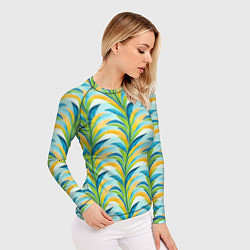 Рашгард женский Летний паттерн с листьями, цвет: 3D-принт — фото 2