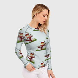 Рашгард женский Домик на дереве, дуб на фоне облаков, цвет: 3D-принт — фото 2