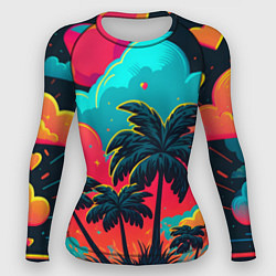 Женский рашгард Неоновые пальмы на закате