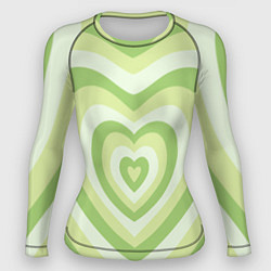 Рашгард женский Зеленые сердца - индикид паттерн, цвет: 3D-принт