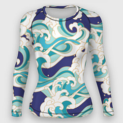 Рашгард женский Волны - паттерн - мода, цвет: 3D-принт