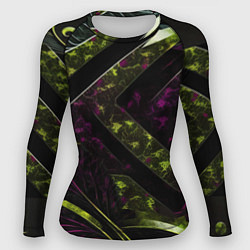 Рашгард женский Темные фиолетовые и зеленые вставки, цвет: 3D-принт