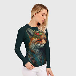 Рашгард женский Лис в цветочной рубашке, цвет: 3D-принт — фото 2