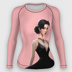 Рашгард женский Girl in black dress - pink, цвет: 3D-принт