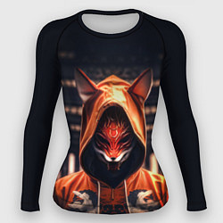 Рашгард женский Кицунэ на фоне храма - пагоды, цвет: 3D-принт