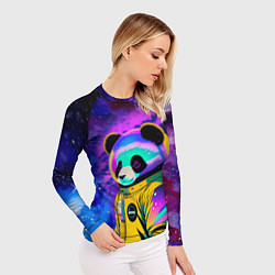 Рашгард женский Панда-космонавт в космосе - неон, цвет: 3D-принт — фото 2