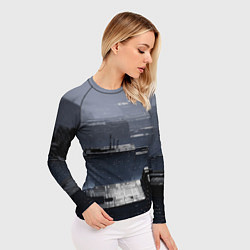Рашгард женский Тёмный металлический город будущего, цвет: 3D-принт — фото 2
