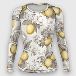 Рашгард женский Лимоны - винтаж графика: паттерн, цвет: 3D-принт