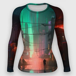 Рашгард женский Кибер город будущего, цвет: 3D-принт