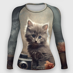 Женский рашгард Серый котенок, винтажное фото