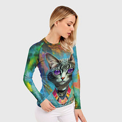 Рашгард женский Cat fashionista - neural network, цвет: 3D-принт — фото 2