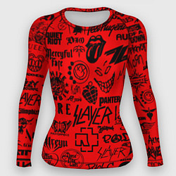 Рашгард женский Лучшие рок группы на красном, цвет: 3D-принт