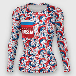 Рашгард женский Флаг России и русские узоры, цвет: 3D-принт
