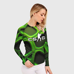 Рашгард женский CS GO объемные зеленые соты, цвет: 3D-принт — фото 2