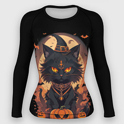 Рашгард женский Черный кот в хеллоуине, цвет: 3D-принт