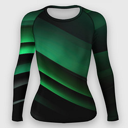 Рашгард женский Черно зеленые полосы, цвет: 3D-принт