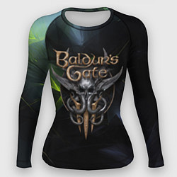 Рашгард женский Baldurs Gate 3 logo dark green, цвет: 3D-принт