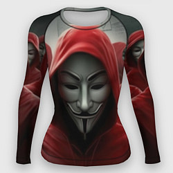 Рашгард женский Анонимусы в красных капюшонах, цвет: 3D-принт