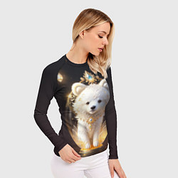 Рашгард женский Белый медвежонок с фонариками, цвет: 3D-принт — фото 2