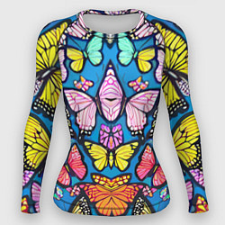 Рашгард женский Зеркальный паттерн из бабочек - мода, цвет: 3D-принт