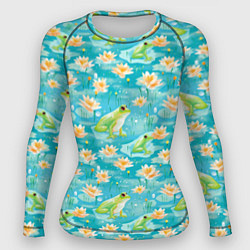 Рашгард женский Кувшинки и лягушки, цвет: 3D-принт