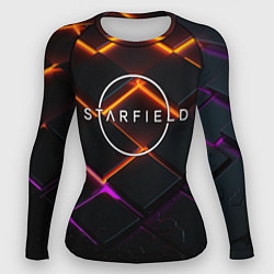 Рашгард женский Starfield logo orange abstract, цвет: 3D-принт
