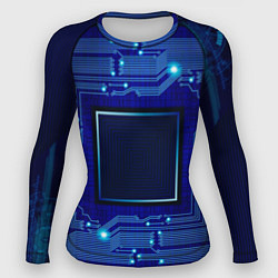 Рашгард женский Технический синий паттерн, цвет: 3D-принт