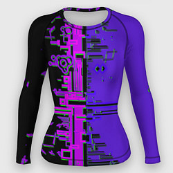 Рашгард женский Кибер-глитч фиолетовый, цвет: 3D-принт