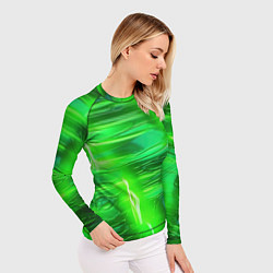Рашгард женский Яркий зеленый фон, цвет: 3D-принт — фото 2