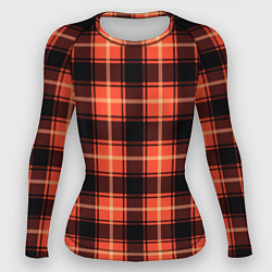 Рашгард женский Шотландка чёрно-коралловый, цвет: 3D-принт