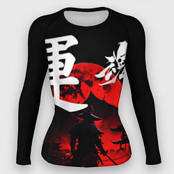 Рашгард женский Японский самурай и красная луна, цвет: 3D-принт