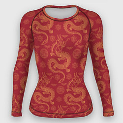 Рашгард женский Dragon red pattern, цвет: 3D-принт