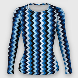 Рашгард женский Ломаные полосы синий, цвет: 3D-принт