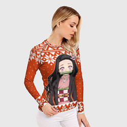 Рашгард женский Незуко комадо свитер новогодний, цвет: 3D-принт — фото 2