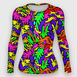 Рашгард женский Яркие цветные каракули, цвет: 3D-принт