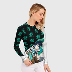 Рашгард женский Венти иероглифы - Геншин Импакт, цвет: 3D-принт — фото 2