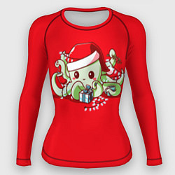 Рашгард женский Новогодний осьминог, цвет: 3D-принт