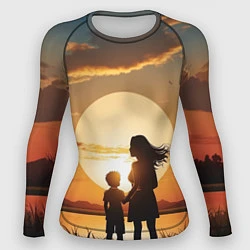 Рашгард женский Мать и дитя на закате, цвет: 3D-принт