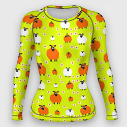 Рашгард женский Стадо овец в поле, цвет: 3D-принт