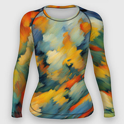 Рашгард женский Жёлтые и синие мазки, цвет: 3D-принт